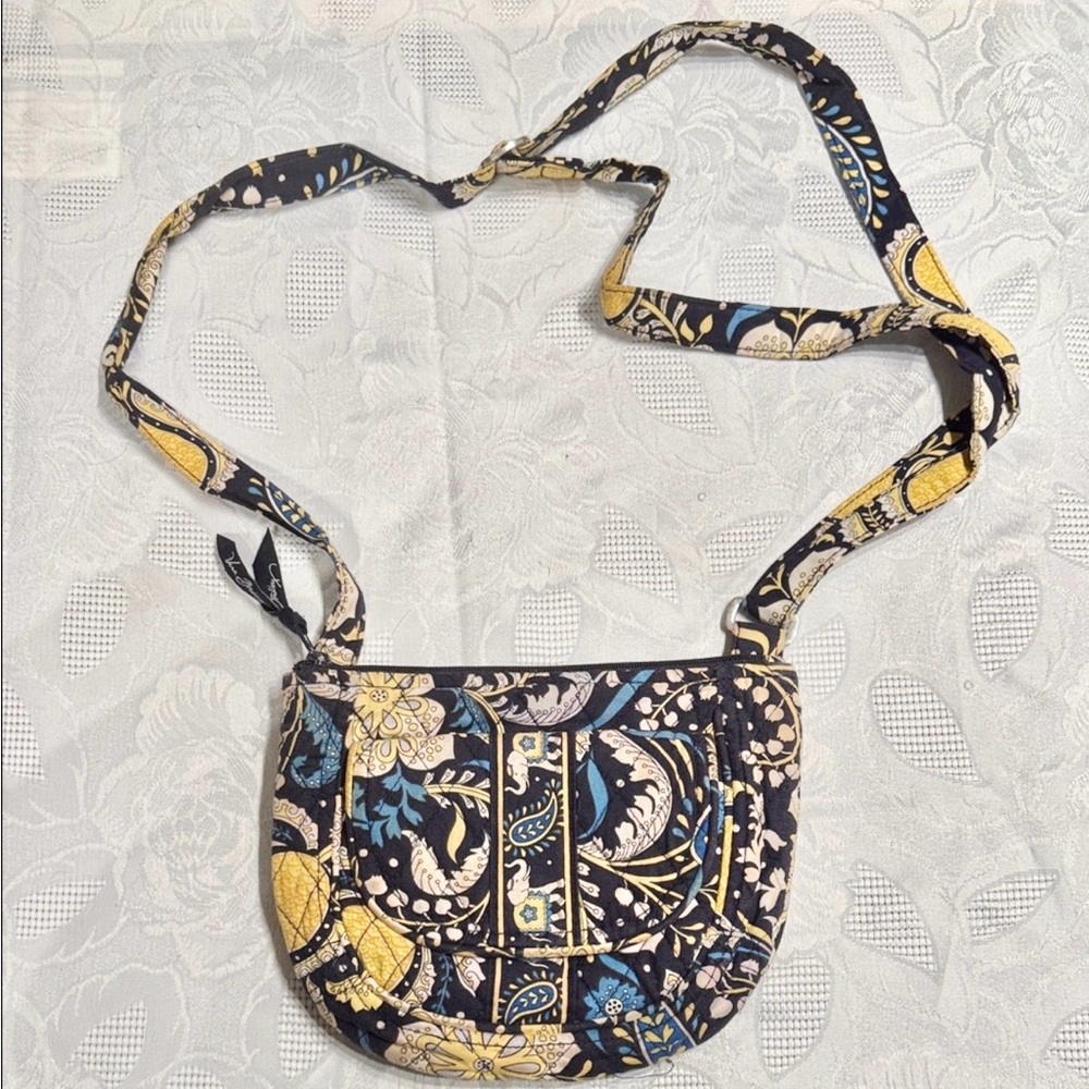 Vera Bradley Ellie Blue Elephants Quilted Cotton Crossbody women's Bag purse